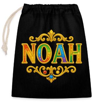 NOAH Glitter Gold Sequins - Closable cotton gift bag (25x30cm) - black - Front