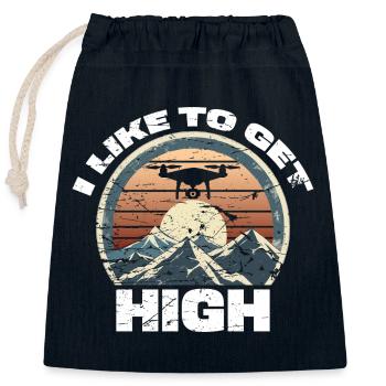 Drone I like to get high - Closable cotton gift bag (25x30cm) - navy - Front
