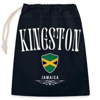 Kingston Jamaica, design minimaliste et élégant - Sac cadeau en coton avec cordon (25 x 30 cm) - bleu marine - Devant