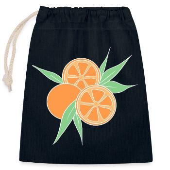 Fresh Orange Citrus Fruit Illustration - Closable cotton gift bag (25x30cm) - navy - Front