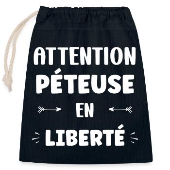 Attention Petuous Freedom - Closable cotton gift bag (25x30cm) - navy - Front