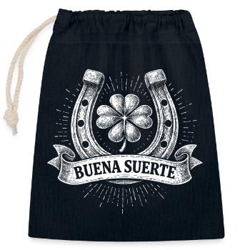 buena suerte - Verschließbarer Geschenkbeutel aus Baumwolle (25x30cm) - Navy - Vorne
