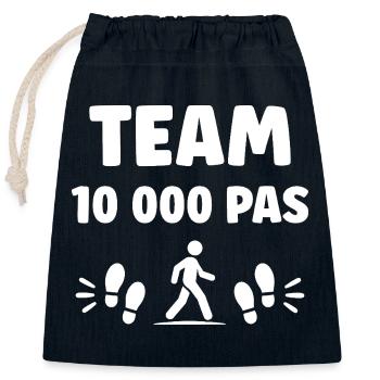 Equipe 10 000 Pas – Défi Marche - Sac cadeau en coton avec cordon (25 x 30 cm) - bleu marine - Devant