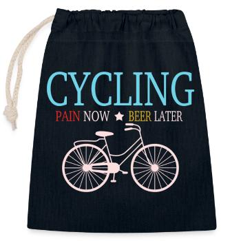 Bicycle - Closable cotton gift bag (25x30cm) - navy - Front