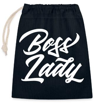 BOSS LADY boss superheroine - Closable cotton gift bag (25x30cm) - navy - Front