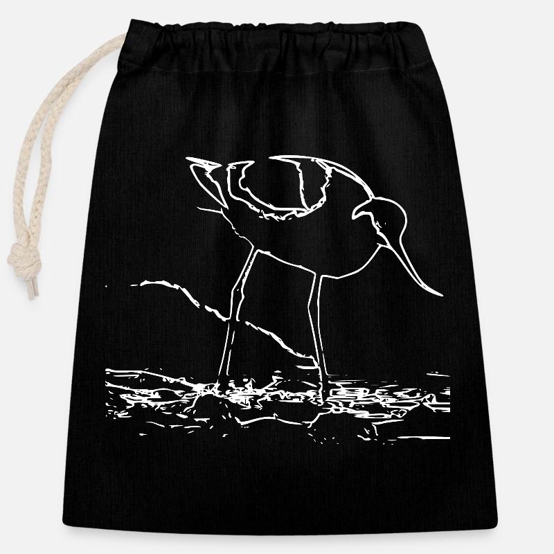 Avocets - Closable cotton gift bag (25x30cm) - black