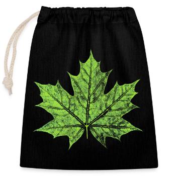 Feuille d’érable - VERT - Naturel / Design forestier - Sac cadeau en coton avec cordon (25 x 30 cm) - noir - Devant