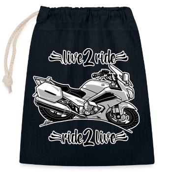 0964 live 2 ride ride 2 live - Sac cadeau en coton avec cordon (25 x 30 cm) - bleu marine - Devant