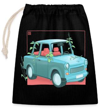 Trabi avec des plantes - Sac cadeau en coton avec cordon (25 x 30 cm) - noir - Devant