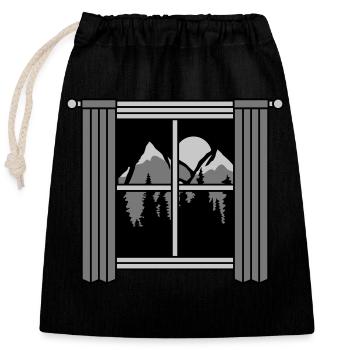 Mond Berge Aussicht Fenster - Verschließbarer Geschenkbeutel aus Baumwolle (25x30cm) - Schwarz - Vorne