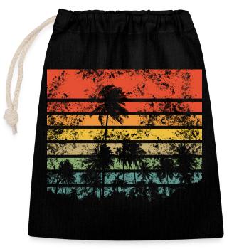 Palmiers Rétro Coucher de Soleil - Sac cadeau en coton avec cordon (25 x 30 cm) - noir - Devant