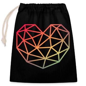 Polygon Heart Gradient Colorful Love Music Romance - Closable cotton gift bag (25x30cm) - black - Front