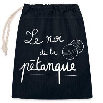 Le roi de la pétanque - Sac cadeau en coton avec cordon (25 x 30 cm) - bleu marine - Devant