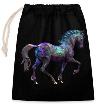 Équitation - Sac cadeau en coton avec cordon (25 x 30 cm) - noir - Devant