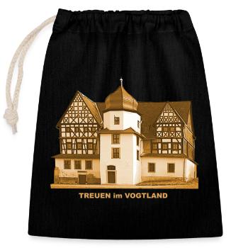Treuen Schloss Vogtland Sachsen - Verschließbarer Geschenkbeutel aus Baumwolle (25x30cm) - Schwarz - Vorne
