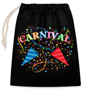 Karneval bunt Konfetti - Verschließbarer Geschenkbeutel aus Baumwolle (25x30cm) - Schwarz - Vorne