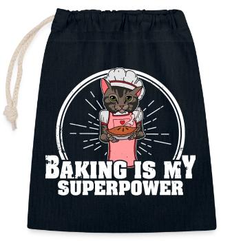 Cat Baker Hobby Baker Pastry Biscuits - Closable cotton gift bag (25x30cm) - navy - Front