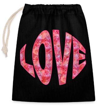 Pure love - Closable cotton gift bag (25x30cm) - black - Front