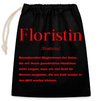 Floristin Definition - Verschließbarer Geschenkbeutel aus Baumwolle (25x30cm) - Schwarz - Vorne