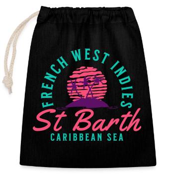 Saint-Barthélemy Antilles françaises - Sac cadeau en coton avec cordon (25 x 30 cm) - noir - Devant