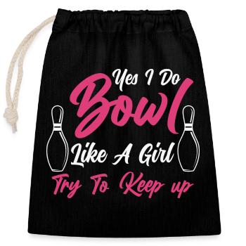 Bowling Skittles Bowler Bowling Club - Closable cotton gift bag (25x30cm) - black - Front