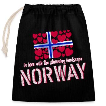 Norvège Norvège - Sac cadeau en coton avec cordon (25 x 30 cm) - noir - Devant