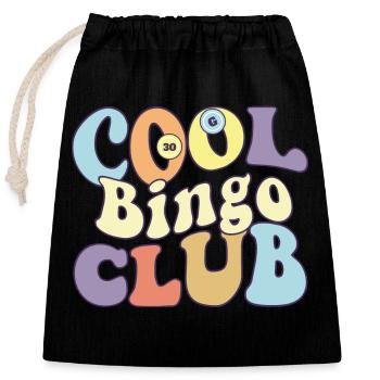 Cool Bingo Club Bingo Queen King Grandpa Grandma - Verschließbarer Geschenkbeutel aus Baumwolle (25x30cm) - Schwarz - Vorne