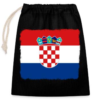 Kroatien Flagge Adria Zagreb Kroatische Fahne - Verschließbarer Geschenkbeutel aus Baumwolle (25x30cm) - Schwarz - Vorne