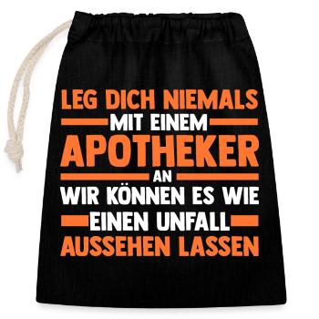 Apotheke Pharmazie Mediziner Apotheker - Verschließbarer Geschenkbeutel aus Baumwolle (25x30cm) - Schwarz - Vorne