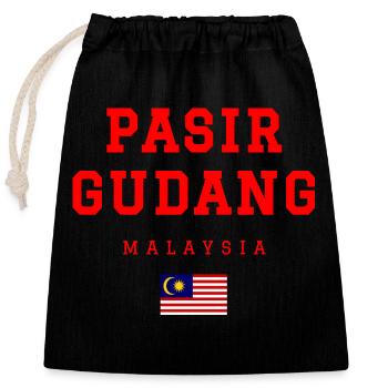 Pasir Gudang, Malaysia - Closable cotton gift bag (25x30cm) - black - Front