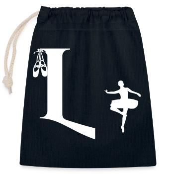 Letter l ballerina - Closable cotton gift bag (25x30cm) - navy - Front