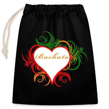 Bachata in heart ornament - Closable cotton gift bag (25x30cm) - black - Front