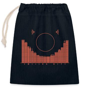 SmilingCity - rote Version - Verschließbarer Geschenkbeutel aus Baumwolle (25x30cm) - Navy - Vorne