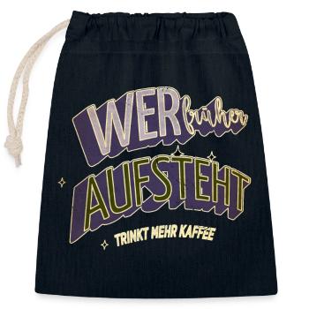 frühstück kaffeetasse coffeeshop humor geschenk - Verschließbarer Geschenkbeutel aus Baumwolle (25x30cm) - Navy - Vorne