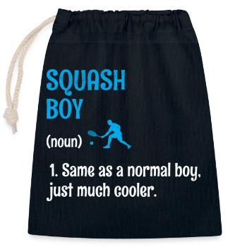 Squash Boy Squash Joueur de tennis Raquetball Sports - Sac cadeau en coton avec cordon (25 x 30 cm) - bleu marine - Devant