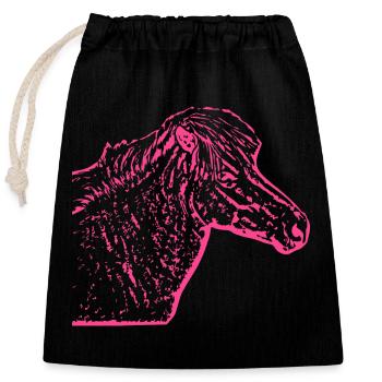 Pferd rosa pink - Verschließbarer Geschenkbeutel aus Baumwolle (25x30cm) - Schwarz - Vorne