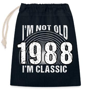 Jahrgang 1988 Retro 36 Jahre alt - Ich bin nicht alt, - Verschließbarer Geschenkbeutel aus Baumwolle (25x30cm) - Navy - Vorne