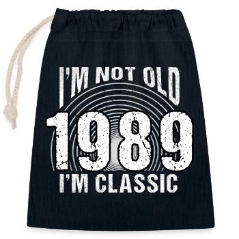 Jahrgang 1989 Retro 35 Jahre alt - Ich bin nicht alt, - Verschließbarer Geschenkbeutel aus Baumwolle (25x30cm) - Navy - Vorne
