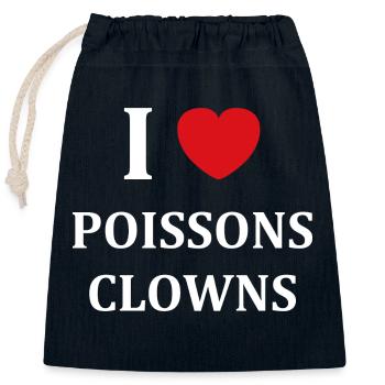 Humour petit poisson clown - Sac cadeau en coton avec cordon (25 x 30 cm) - bleu marine - Devant