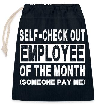 Self-Check Out - Employee of The Month - Closable cotton gift bag (25x30cm) - navy - Front