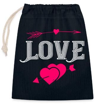 LoVe - Closable cotton gift bag (25x30cm) - navy - Front