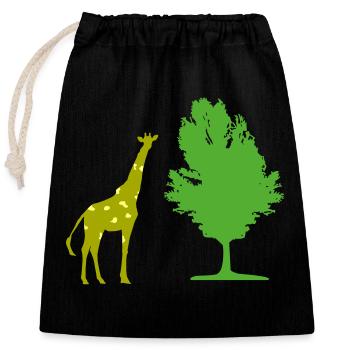 Giraffe tree - Closable cotton gift bag (25x30cm) - black - Front