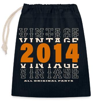 2014: Vintage - 10th Anniversary - Closable cotton gift bag (25x30cm) - navy - Front