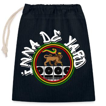 Lion du système de musique reggae - Sac cadeau en coton avec cordon (25 x 30 cm) - bleu marine - Devant