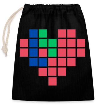 Pixel Heart - Closable cotton gift bag (25x30cm) - black - Front