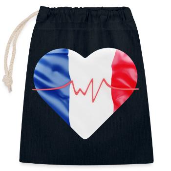 French flag - blue, white, red - Closable cotton gift bag (25x30cm) - navy - Front