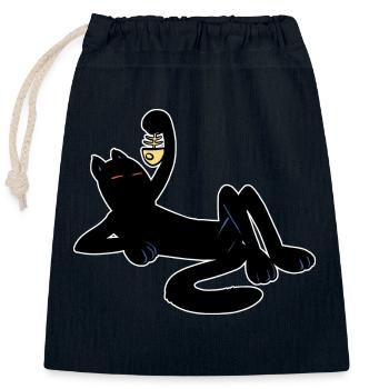 A cat pasha - Closable cotton gift bag (25x30cm) - navy - Front