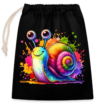 Escargot mignon enfants - Sac cadeau en coton avec cordon (25 x 30 cm) - noir - Devant