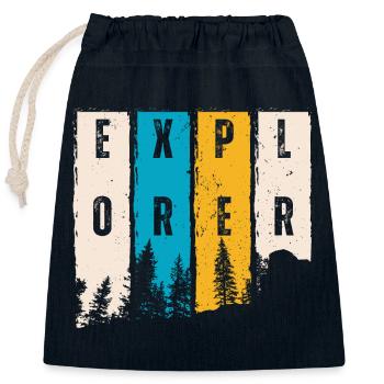 Entdecker Wald Bäume Silhouette - Verschließbarer Geschenkbeutel aus Baumwolle (25x30cm) - Navy - Vorne