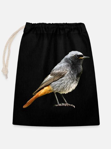 Rotschwanz Robin - Verschließbarer Geschenkbeutel aus Baumwolle (25x30cm) - Schwarz